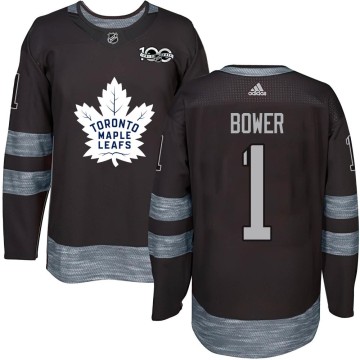 Authentic Men's Johnny Bower Toronto Maple Leafs 1917-2017 100th Anniversary Jersey - Black
